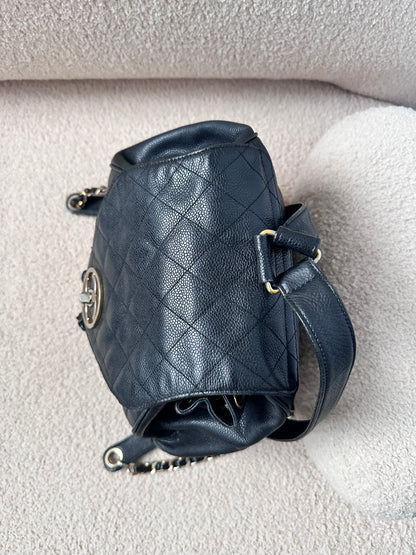 Chanel Caviar Large Vintage Quilted CC Backpack - Black / 24k Gold Plated Hardware