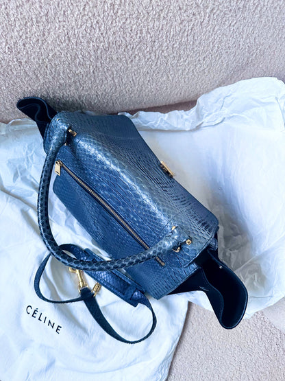 Celine Navy Python Trapeze Bag