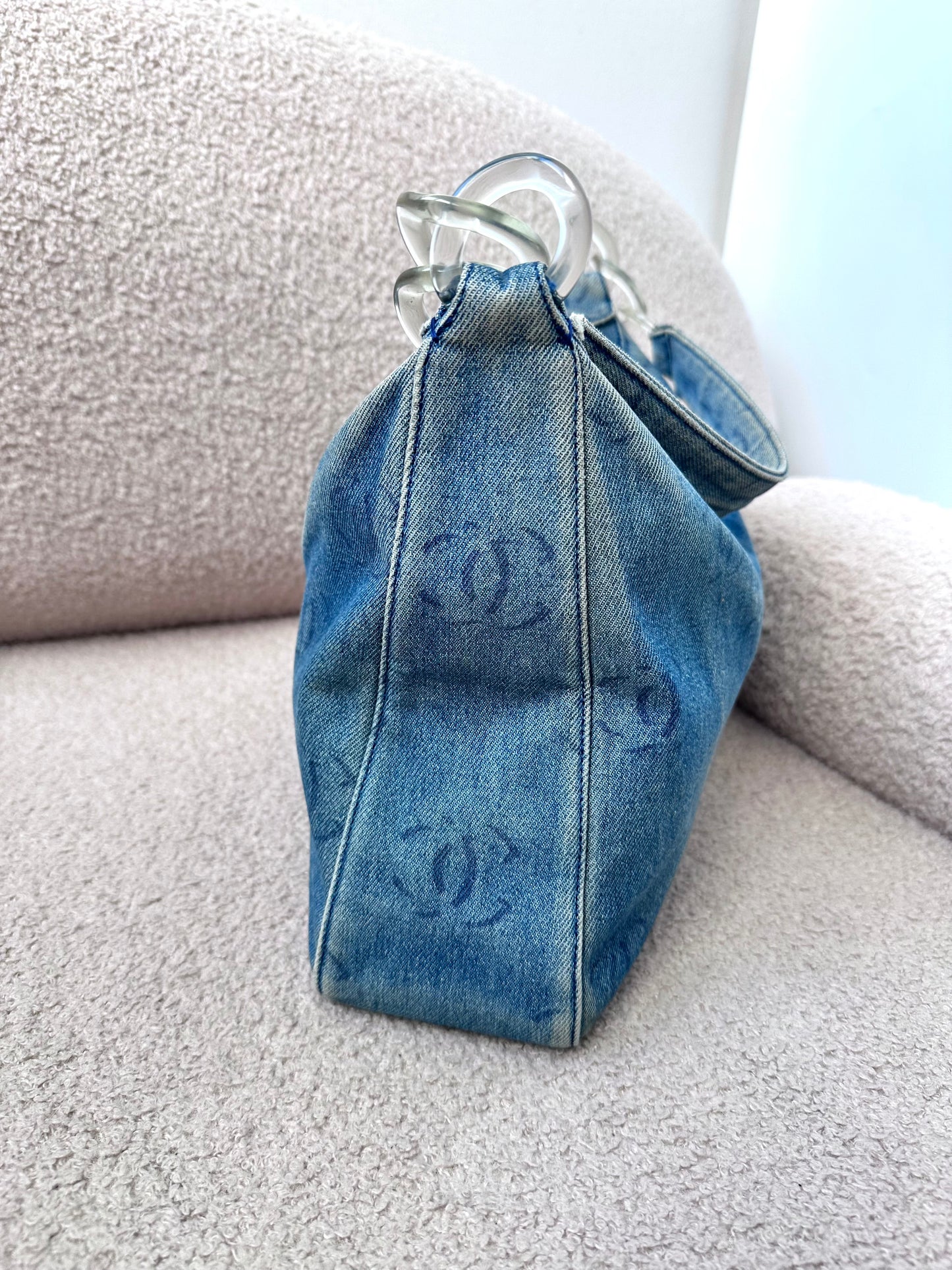 Chanel 2002 Large Denim Hobo Shoulder Bag