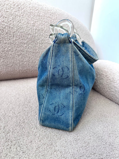 Chanel 2002 Large Denim Hobo Shoulder Bag