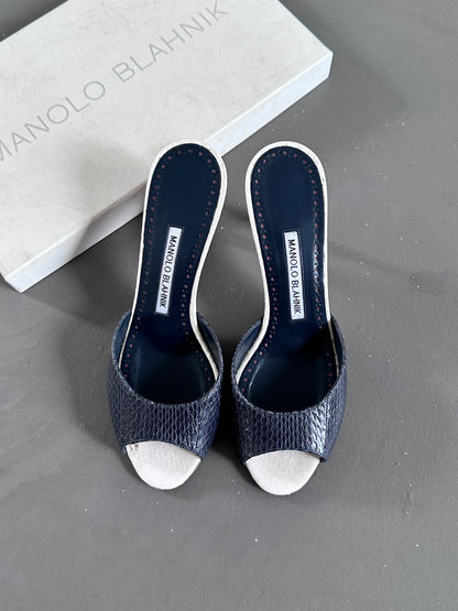 Manolo Blahnik Python Jada 70 Mules Heels