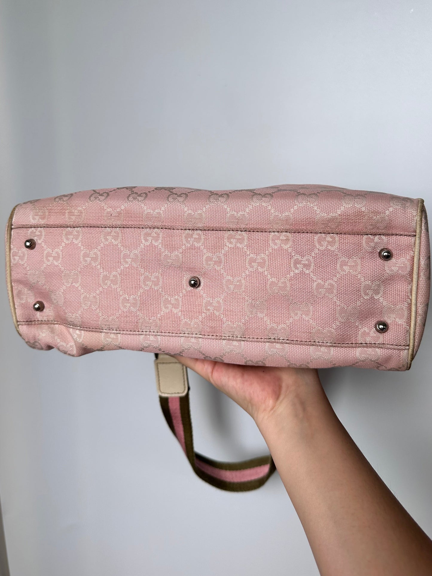 Gucci Pink GG Sherry Canvas Tote Bag