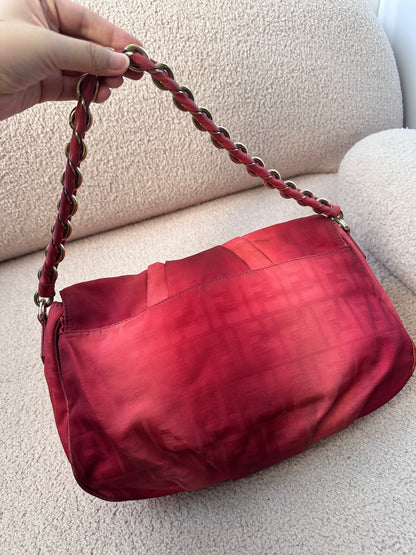 Fendi Mamma Baguette Red Fabric / Gold FF Hardware
