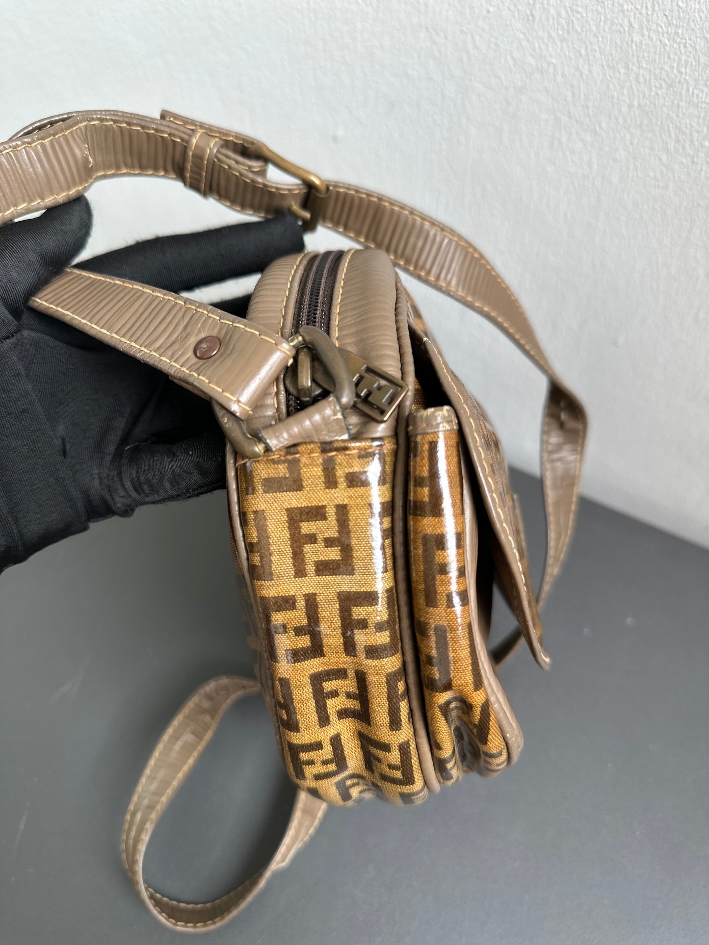 Fendi FF Zucca Zucchino Oval Crossbody Bag