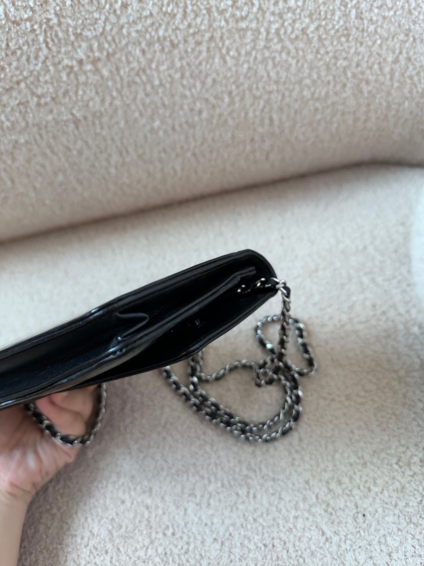 Chanel Vintage Wallet On Chain Bag - Black Patent