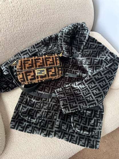 Fendi Shearling Fur Zucca Baguette