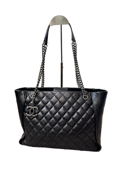 Chanel Black Quilted CC Charm Chain Tote Bag