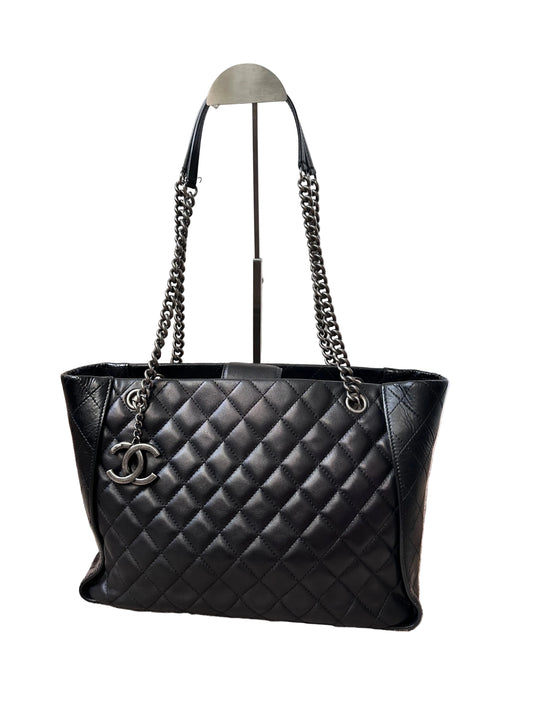 Chanel Black Quilted CC Charm Chain Tote Bag