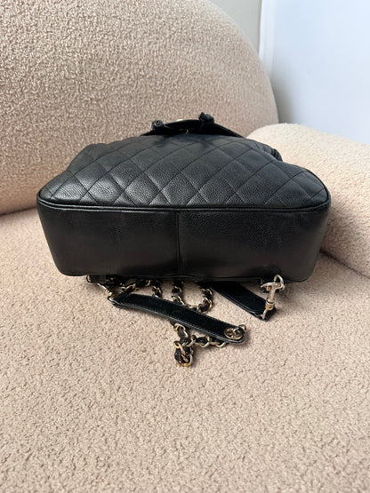 Chanel Caviar Large Vintage Quilted CC Backpack - Black / 24k Gold Plated Hardware