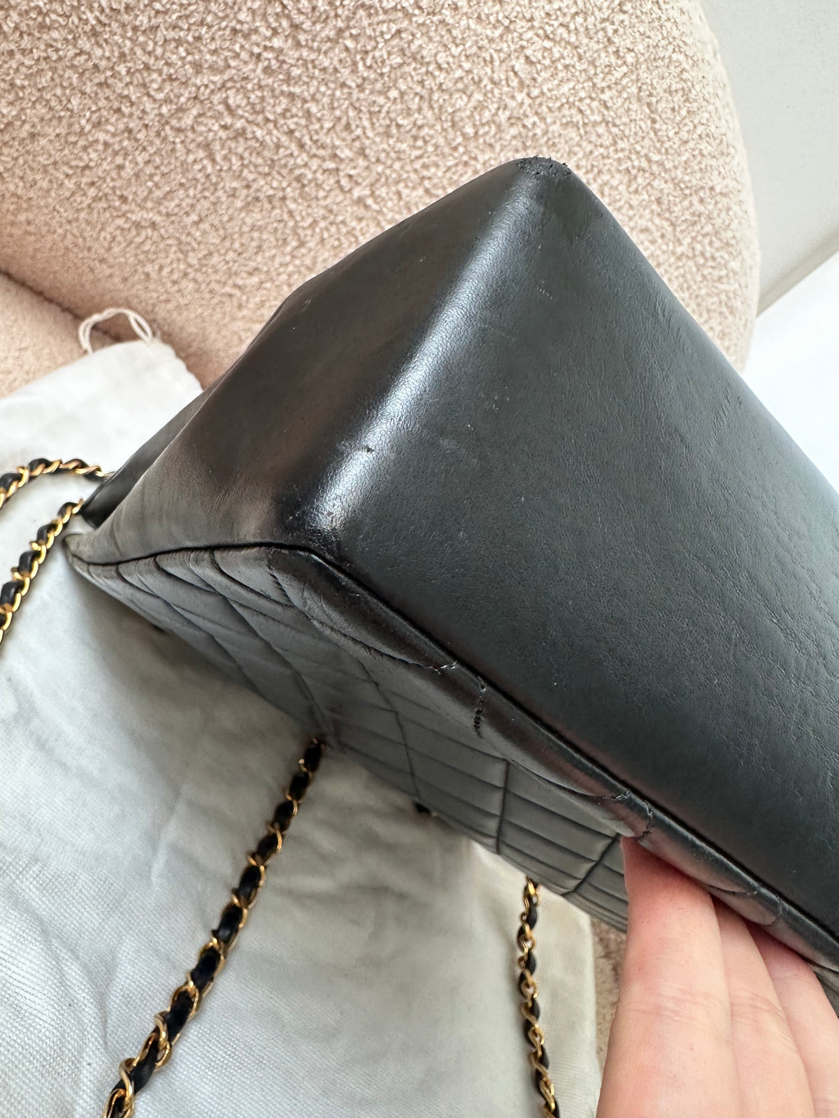Chanel Vintage Timeless Classic Vertical Quilted Shopping Tote Bag