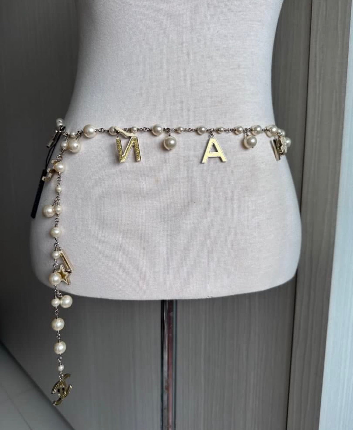 Rare Chanel 2007 Alphabet Logo Icon Charms Long Necklace / Belt