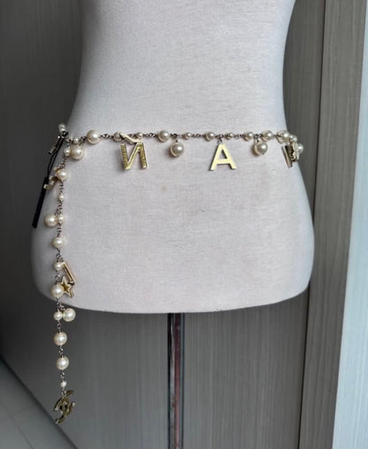 Rare Chanel 2007 Alphabet Logo Icon Charms Long Necklace / Belt