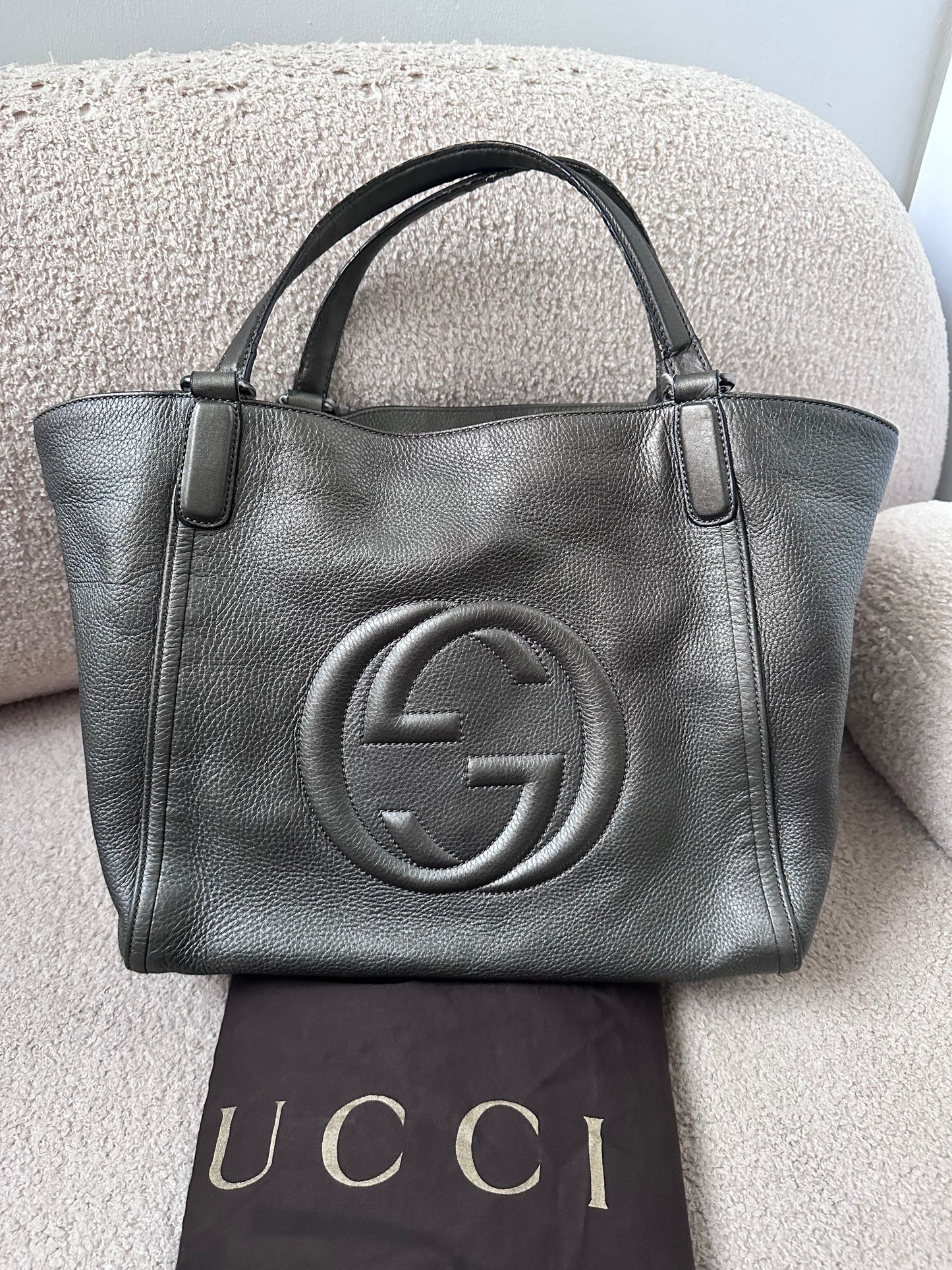 Gucci Large Soho Hobo Shoulder Bag Metallic Grey