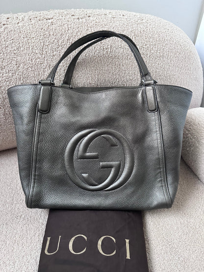 Gucci Large Soho Hobo Shoulder Bag Metallic Grey