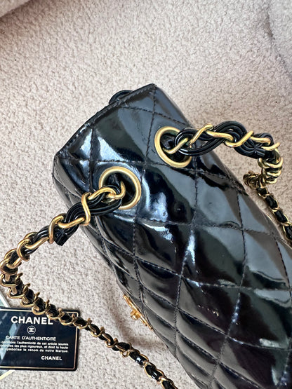 Chanel Vintage Double Face Black Quilted Classic Flap Bag