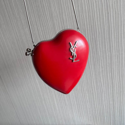 RARE Yves Saint Laurent Love Box Heart Minaudiere Clutch Bag Crossbody Bag YSL