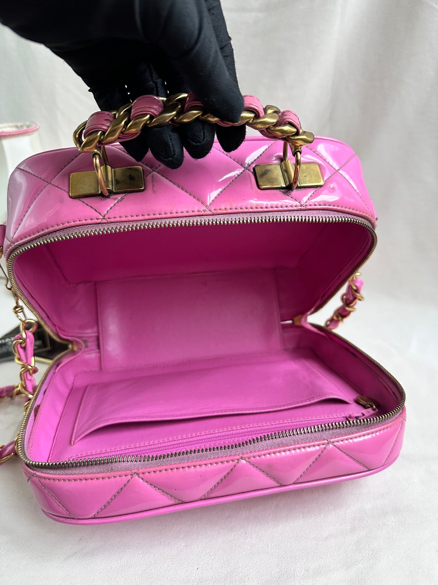 Rare Chanel 1995 Barbie Pink Medium Vanity Two Way Bag with Chain