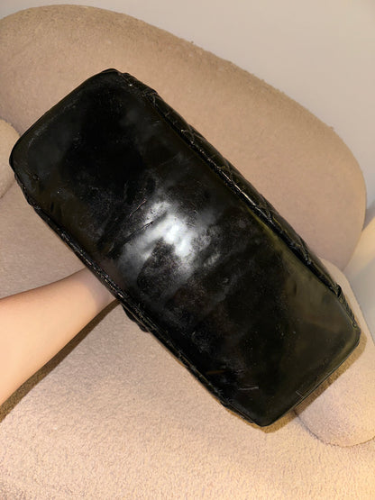 Chanel Large Ligne Bowling Shoulder Tote - Black Patent