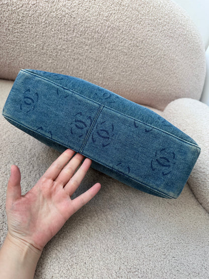 Chanel 2002 Large Denim Hobo Shoulder Bag