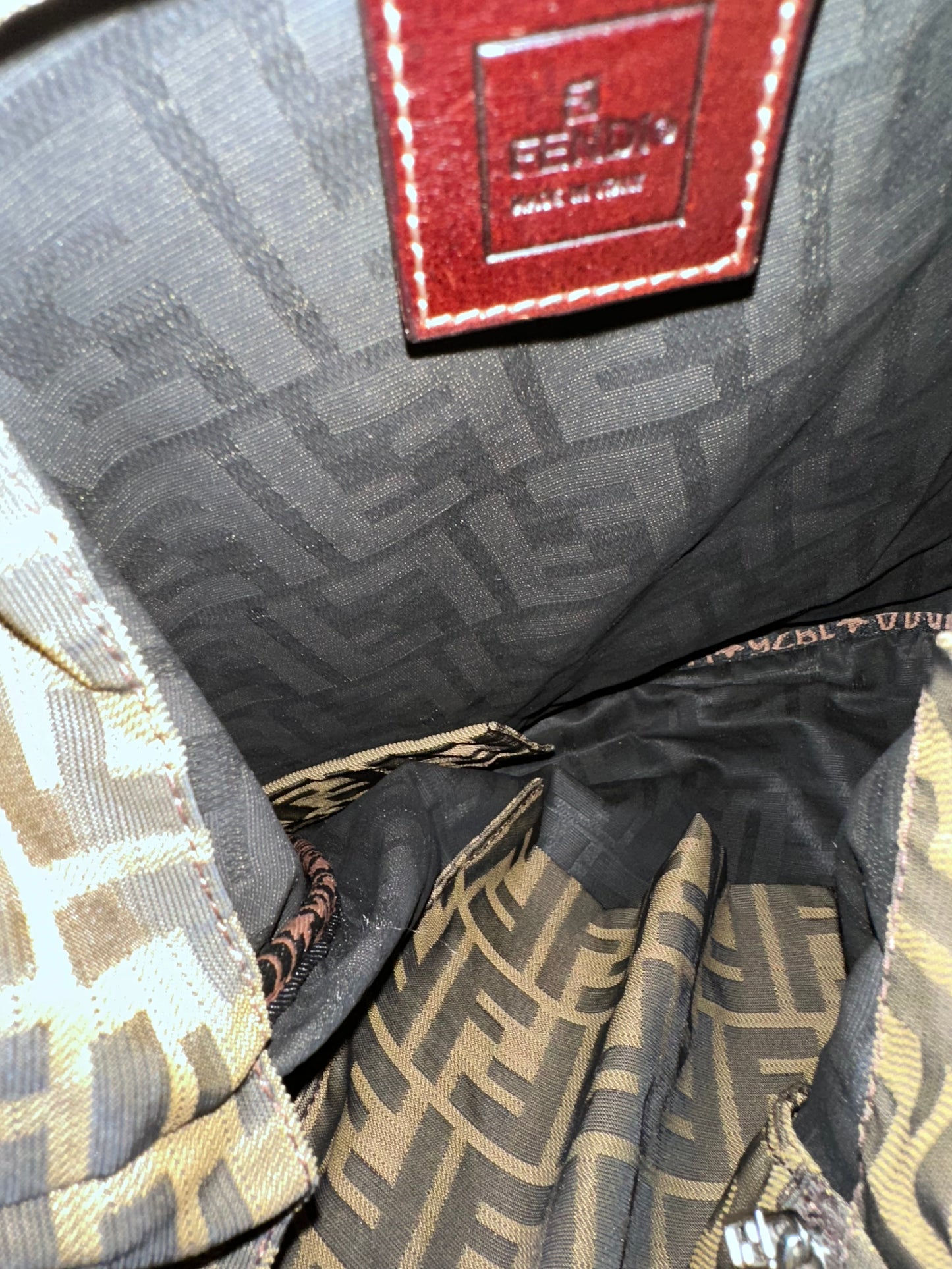Fendi Vintage FF Logo Zucca Hobo Tote Bag