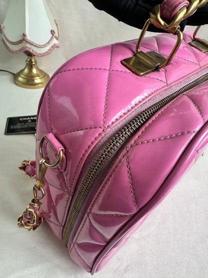 Rare Chanel 1995 Barbie Pink Medium Vanity Two Way Bag with Chain