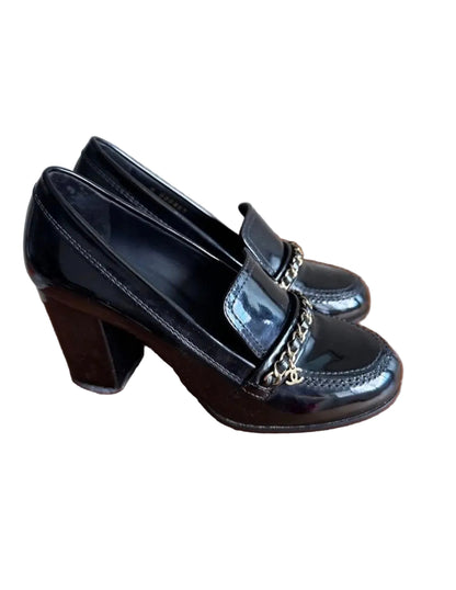 Chanel Black Chain Moccasins Loafers Pumps Heels