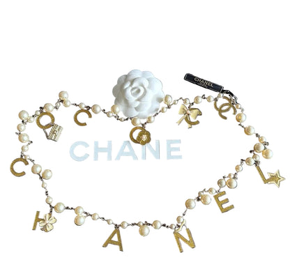 Rare Chanel 2007 Alphabet Logo Icon Charms Long Necklace / Belt