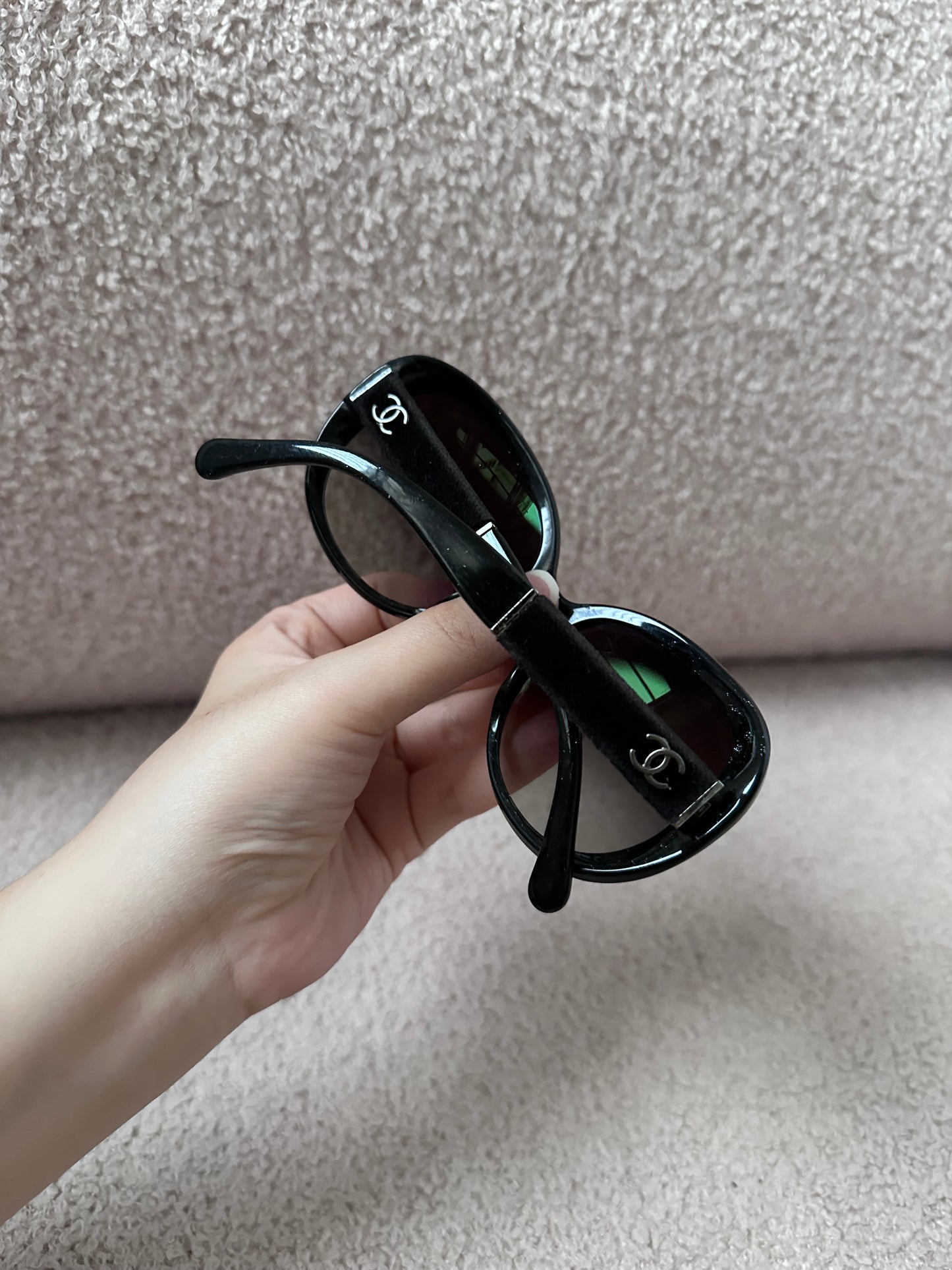 Chanel Vintage Oversized CC Logo Felt Sunglasses