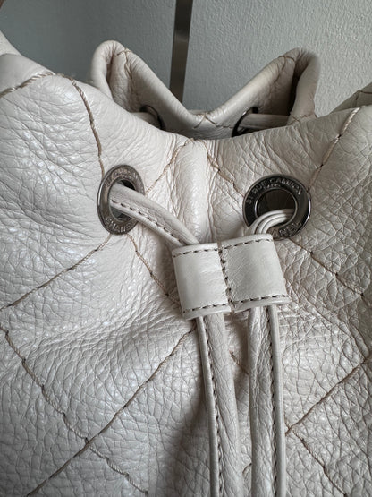 Chanel Maxi Hobo Caviar Bucket Shoulder Bag - Cream Beige / Silver Hardware