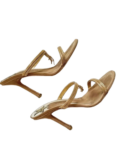 Jimmy Choo Archive Gold Fringe Tassels Mules Heels
