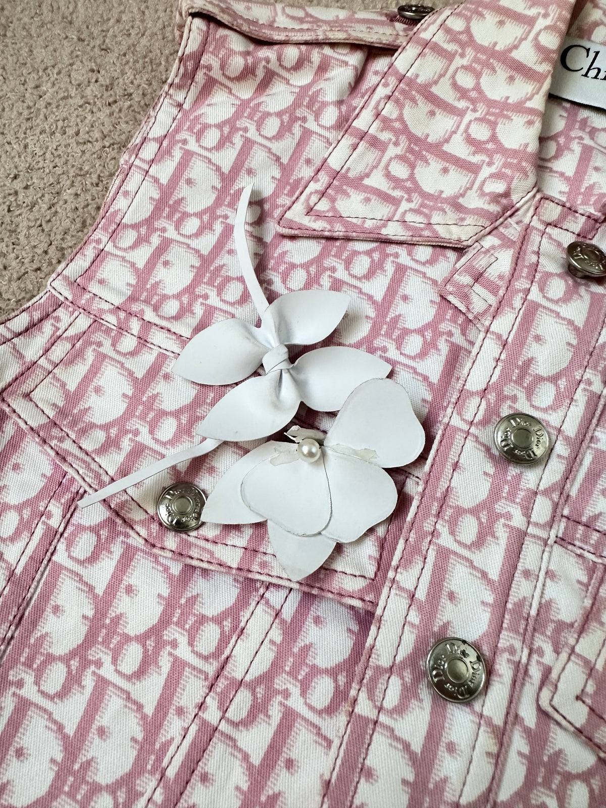 Dior John Galliano Pink Trotter Vest Flowers Jacket Top