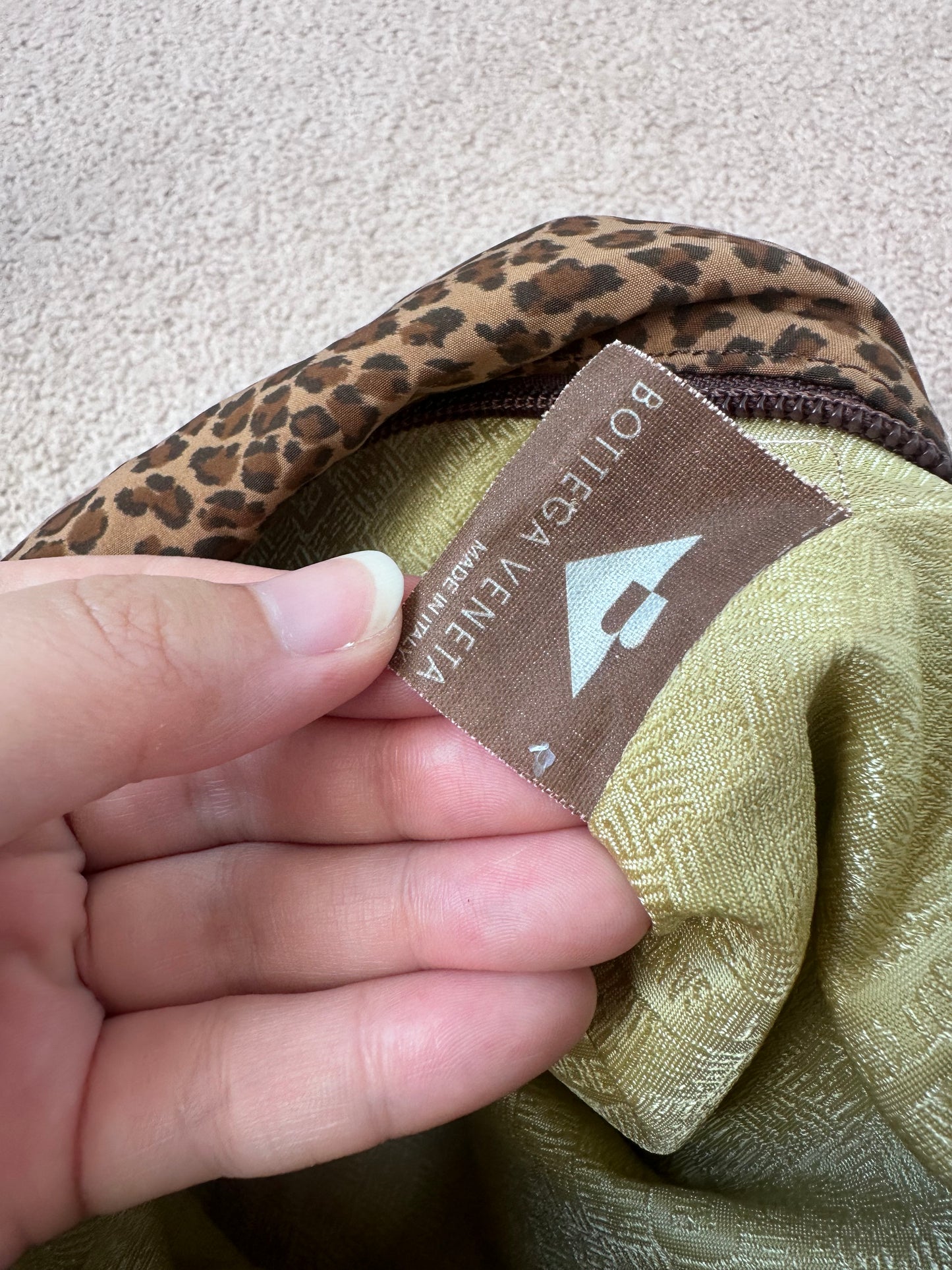 Bottega Vaneta Leopard Print Mini Hobo Top Handle Bag