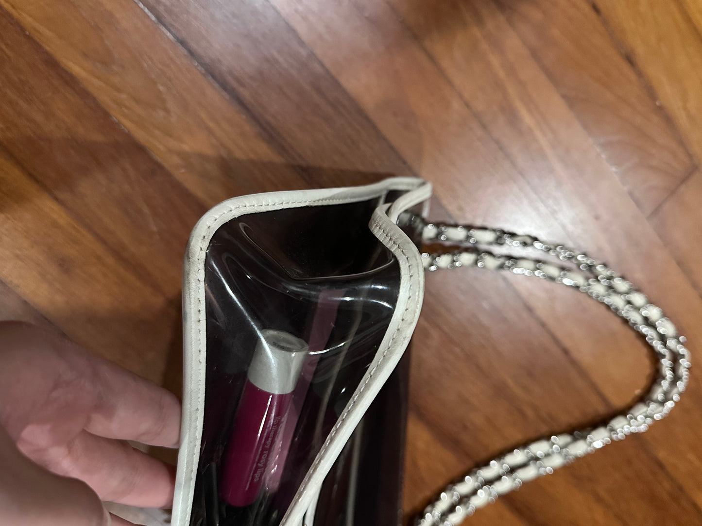 RARE Chanel 2008 Heart Lock PVC Medium Chain Flap Bag