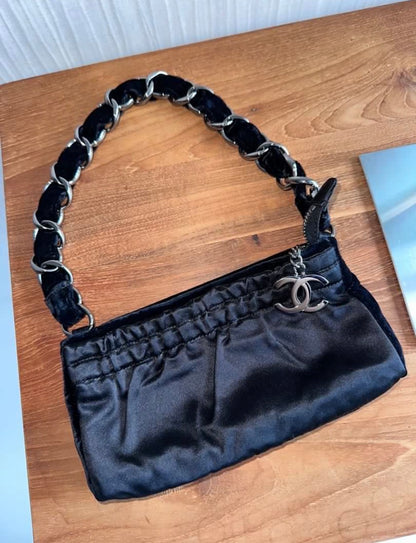 Chanel East West Hobo Mini Velvet Shoulder Bag