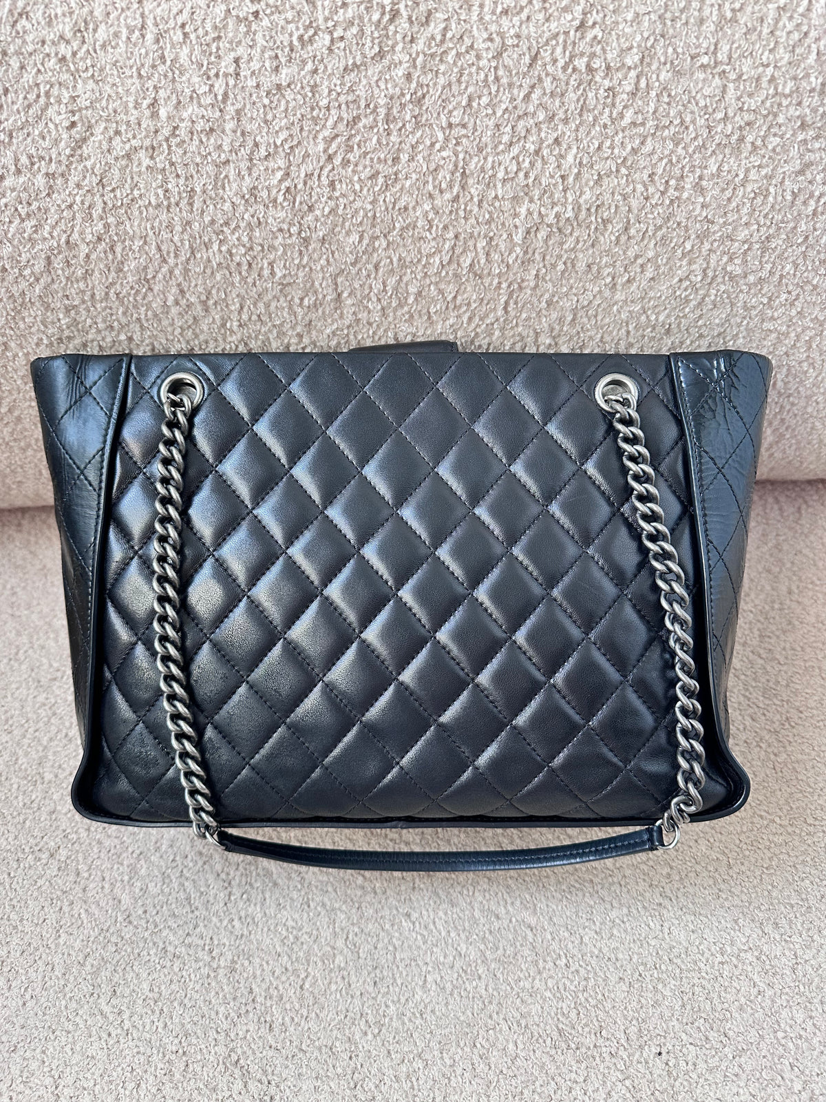 Chanel Black Quilted CC Charm Chain Tote Bag