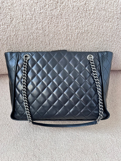 Chanel Black Quilted CC Charm Chain Tote Bag