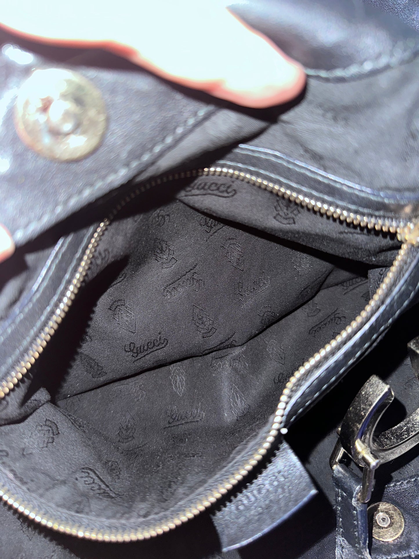Gucci Guccissima Charlotte Large Hobo Bag with Black / Gold Tone GG Logo