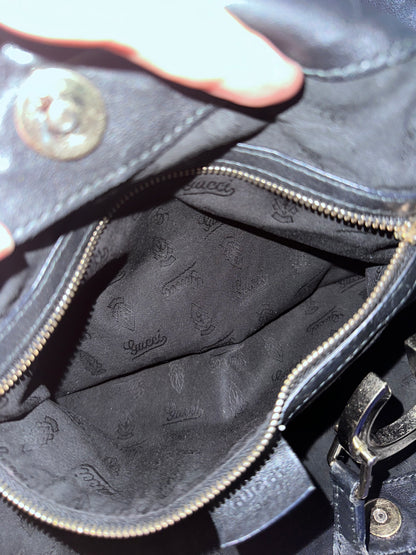 Gucci Guccissima Charlotte Large Hobo Bag with Black / Gold Tone GG Logo