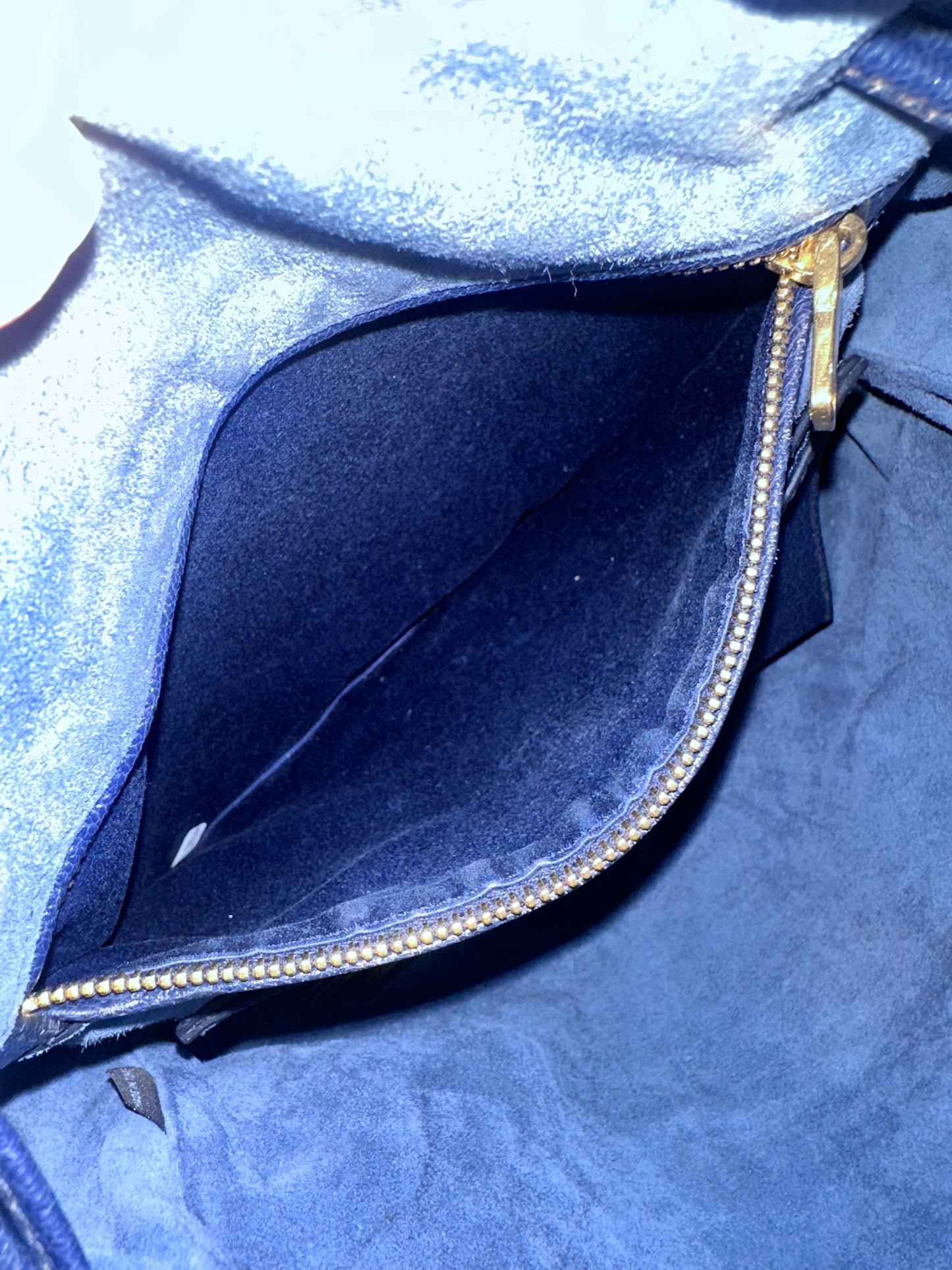 Miu Miu Leather Denim Drawstring Shoulder Bag