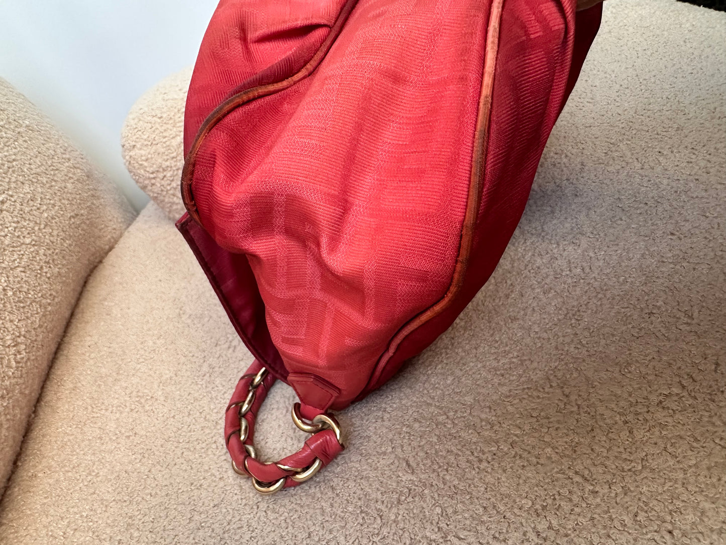 Fendi Mamma Baguette Red Fabric / Gold FF Hardware