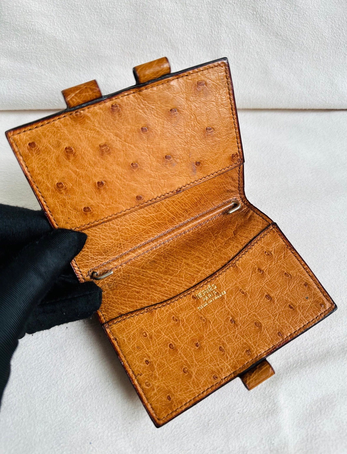 Hermes Exotic Ostrich Leather Mini Agenda Notebook Card Holder Case