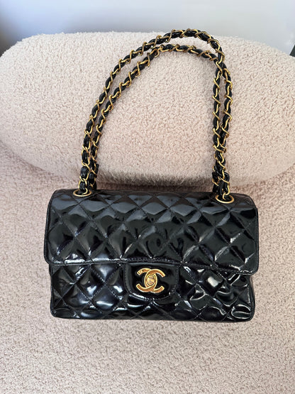 Chanel Vintage Double Face Black Quilted Classic Flap Bag