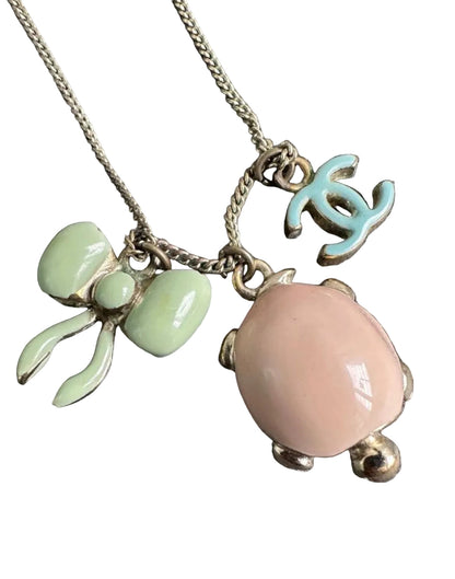 Rare Chanel 2008 Ribbon Turtle CC Icon Necklace Pendant