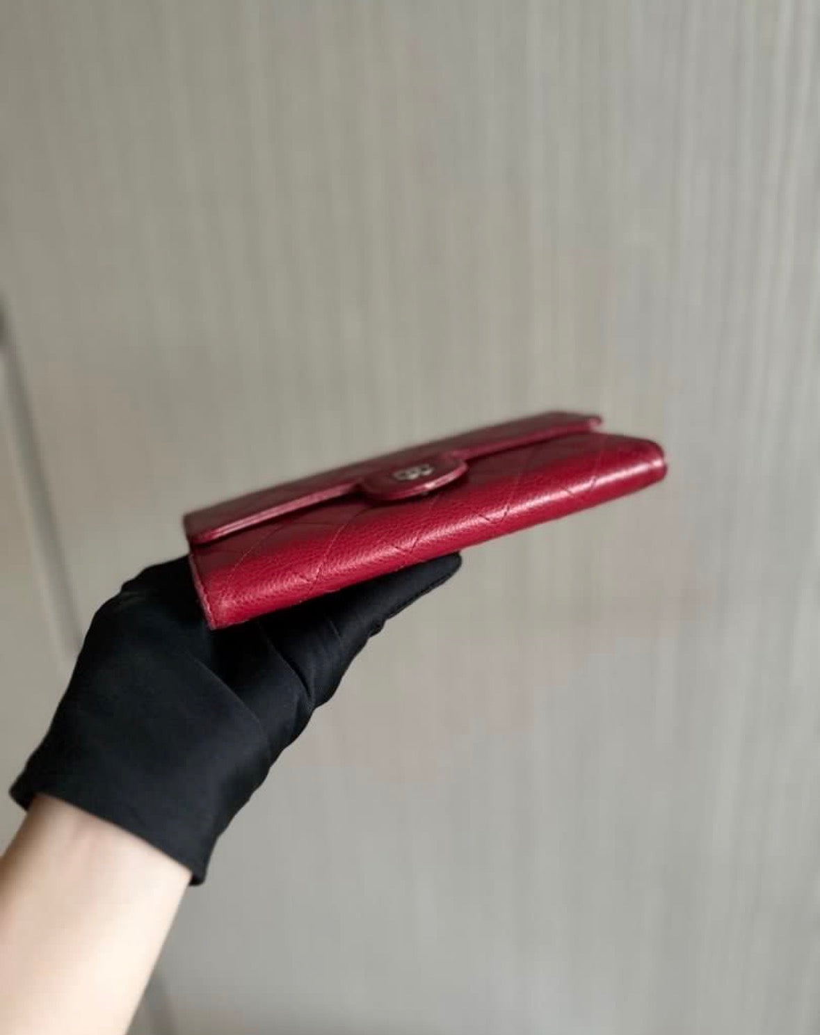 Chanel Caviar Classic Trifold Long Wallet Red Silver Hardware