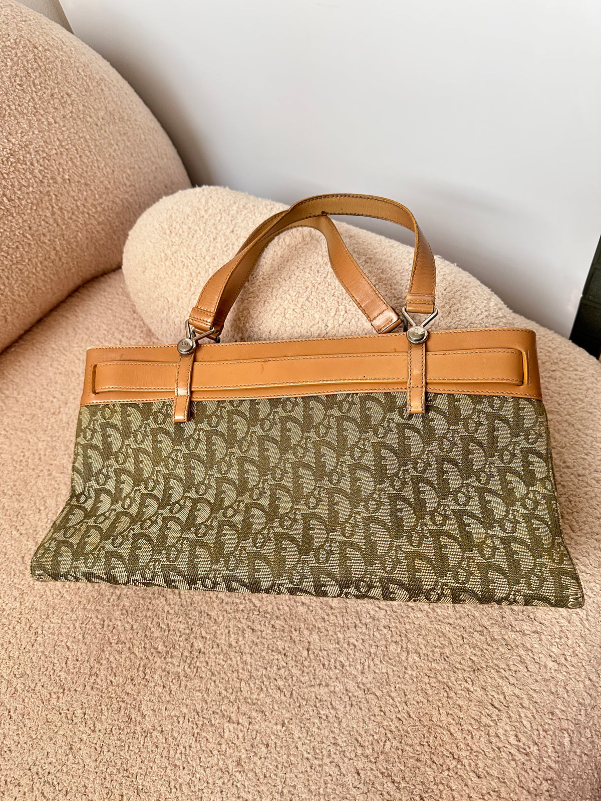 Christian Dior Green Oblique Trotter Jeans Pocket Shoulder Bag