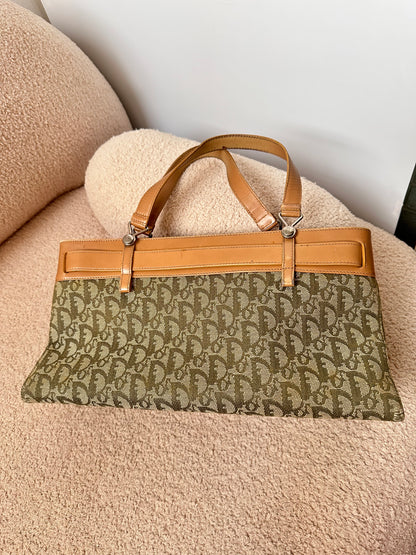 Christian Dior Green Oblique Trotter Jeans Pocket Shoulder Bag