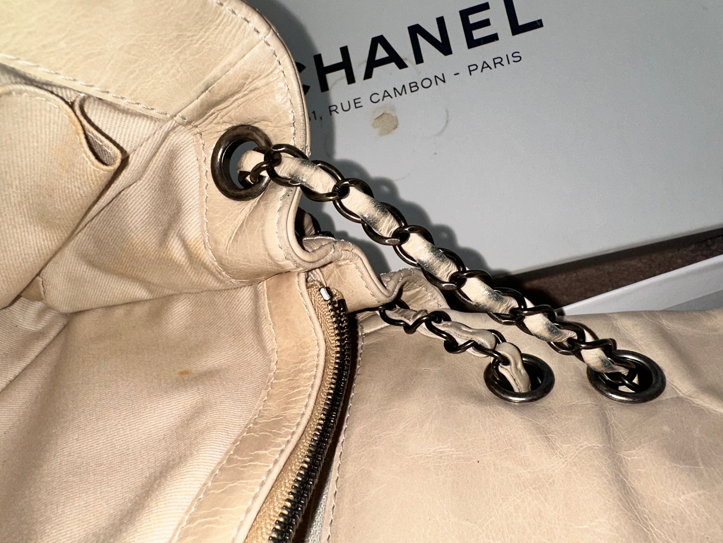 Chanel Large Classic Flap Bag Beige Calfskin