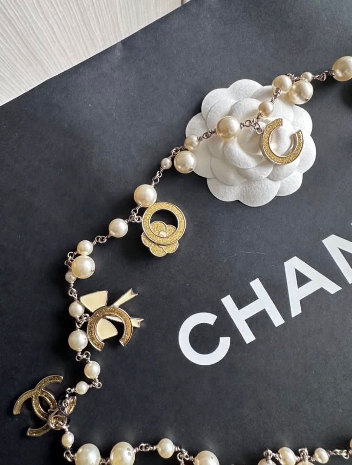 Rare Chanel 2007 Alphabet Logo Icon Charms Long Necklace / Belt