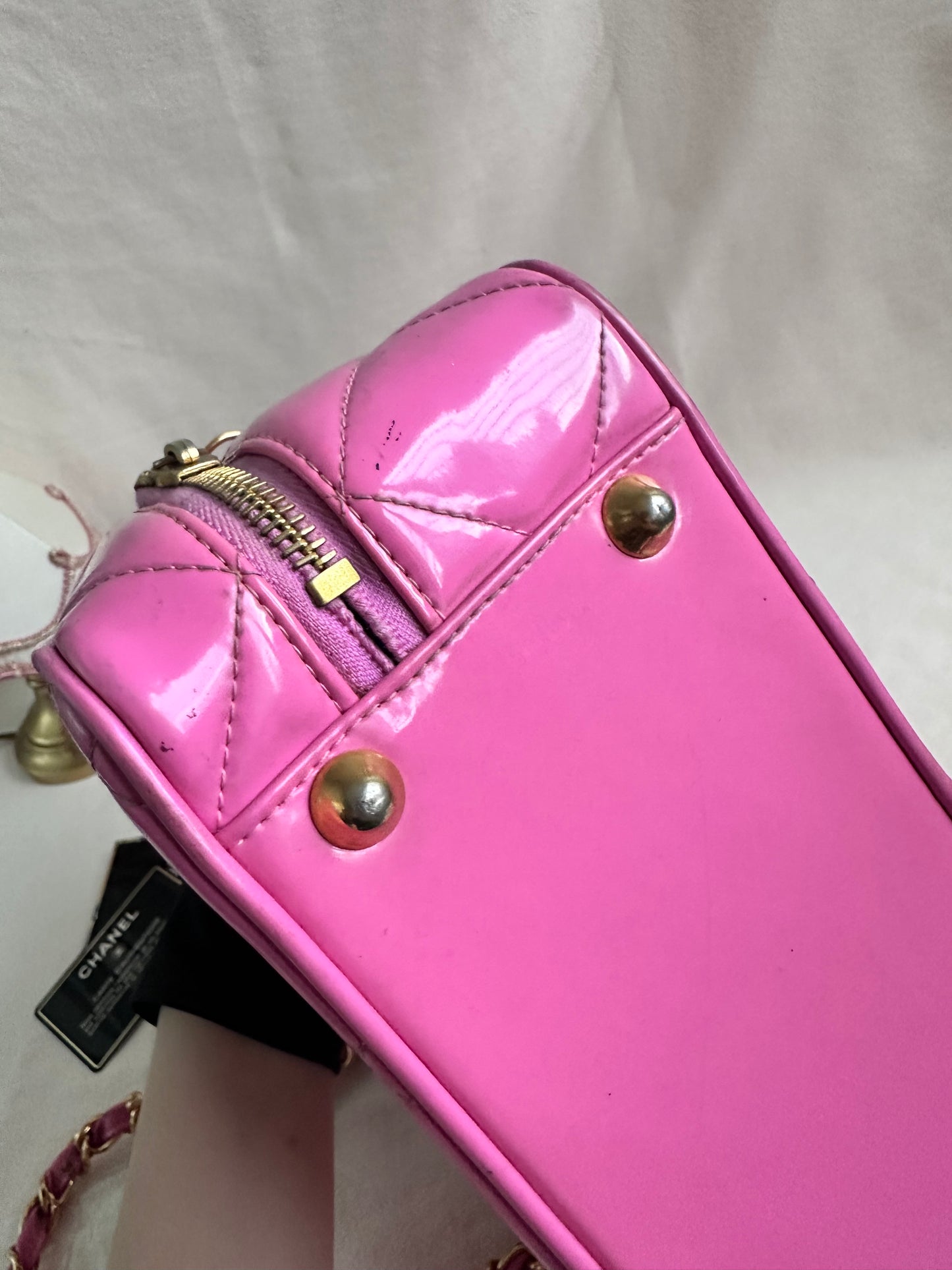 Rare Chanel 1995 Barbie Pink Medium Vanity Two Way Bag with Chain