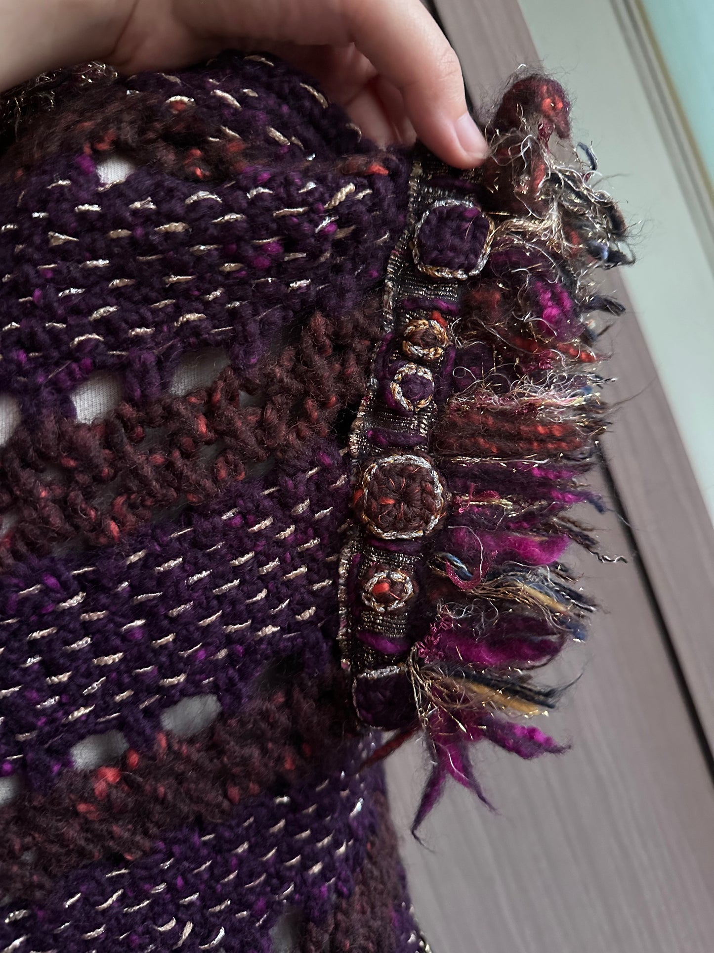 Rare Chanel Egyptian Runway Show Gold Thread Purple Tweed Woven Dress